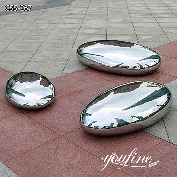Mirror Polished Stainless Steel Cobblestone Sculpture