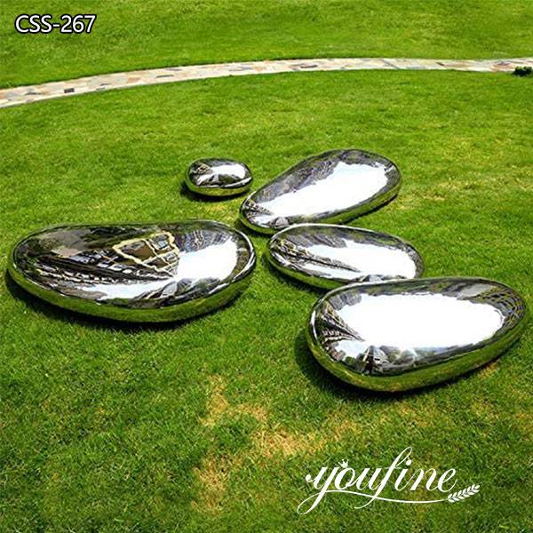 Mirror Polished Stainless Steel Cobblestone Sculpture