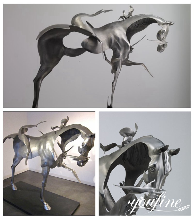 Modern Metal Horseman Sculpture Hotel Villa Decor for Sale