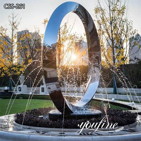 Modern Outdoor Ring Metal Sculpture Fountain