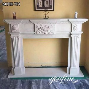 Modern Regency White Marble Fireplace Mantel Hotel Interior Ornament for Sale