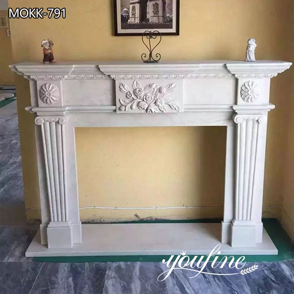 Modern Regency White Marble Fireplace Mantel Hotel Interior Ornament for Sale MOKK-791