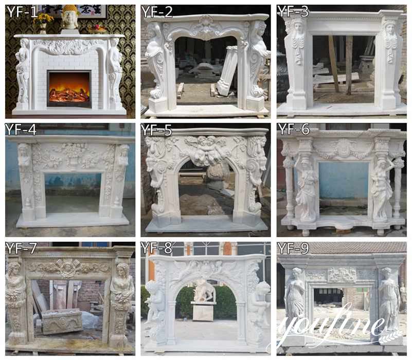 Modern White Marble Fireplace Mantel Hotel Interior Ornament for Sale