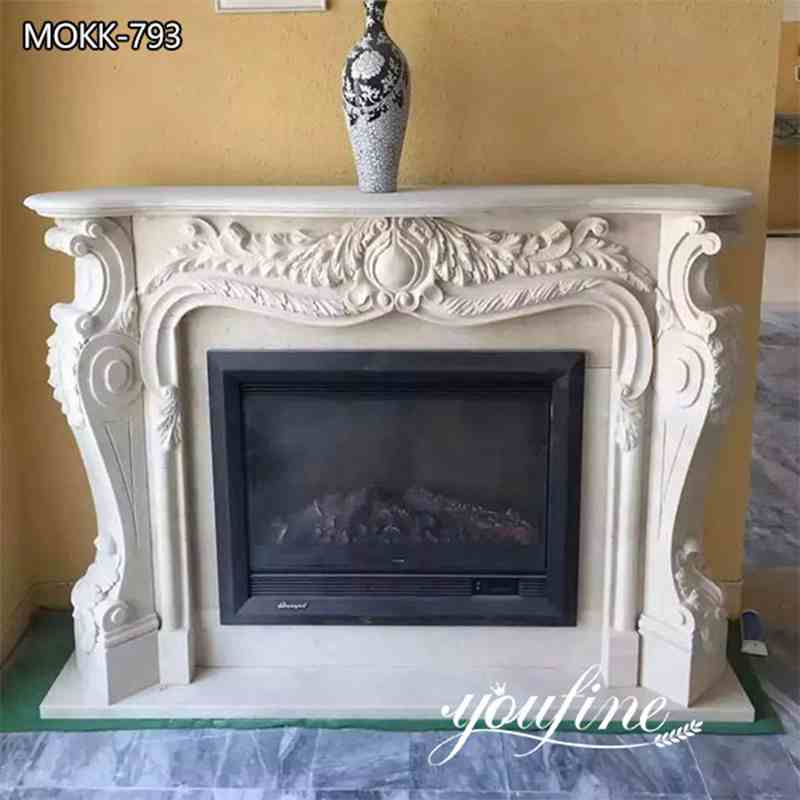 Natural White Marble French Fireplace Mantel Surround for Sale MOKK-793