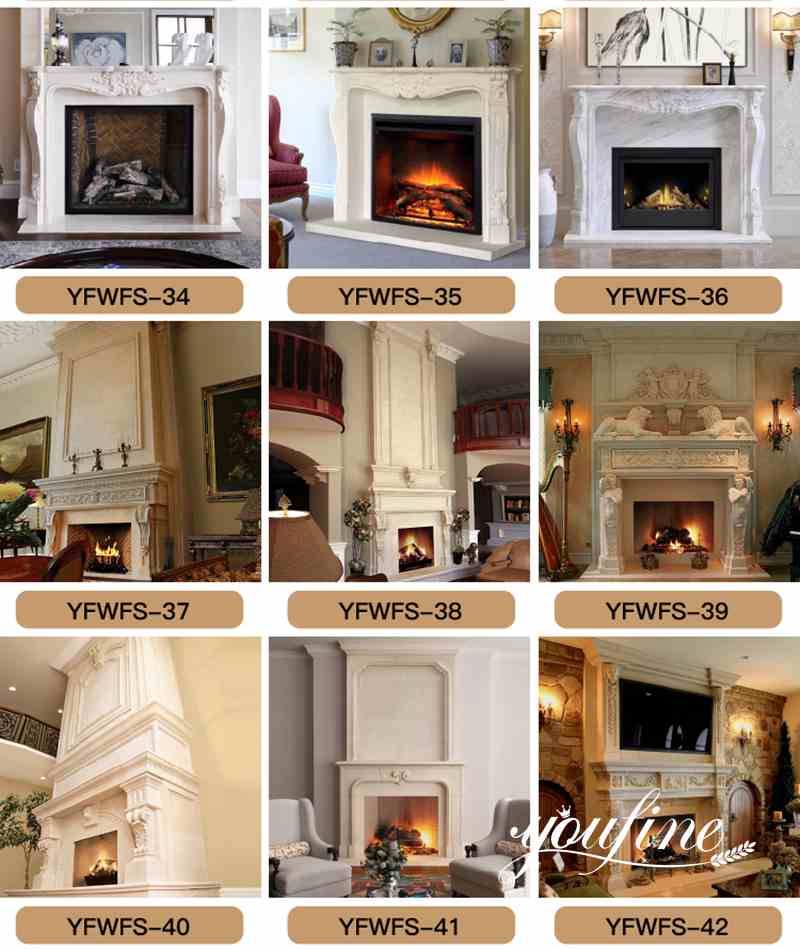 Natural White Marble French Fireplace Mantel Surround