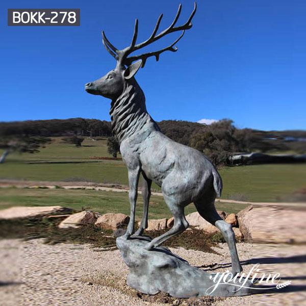 Outdoor Patina Life Size Bronze Elk Statue for Sale BOKK-278