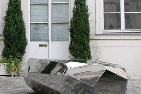 Polished Metal Bench Seating Sculpture Garden Landscape Decor for Sale CSS-279