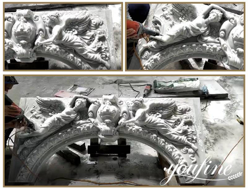 Process of White Marble Fireplace Mantel Home Decoration for Sale