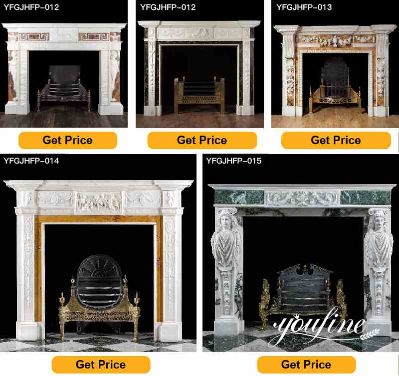 White Marble Fireplace Surround Indoor Decorations for Sale