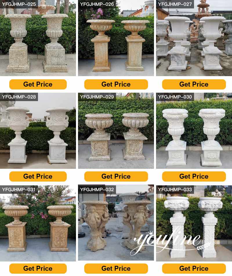 White Marble Flower Pots Outdoor Garden Park Decor