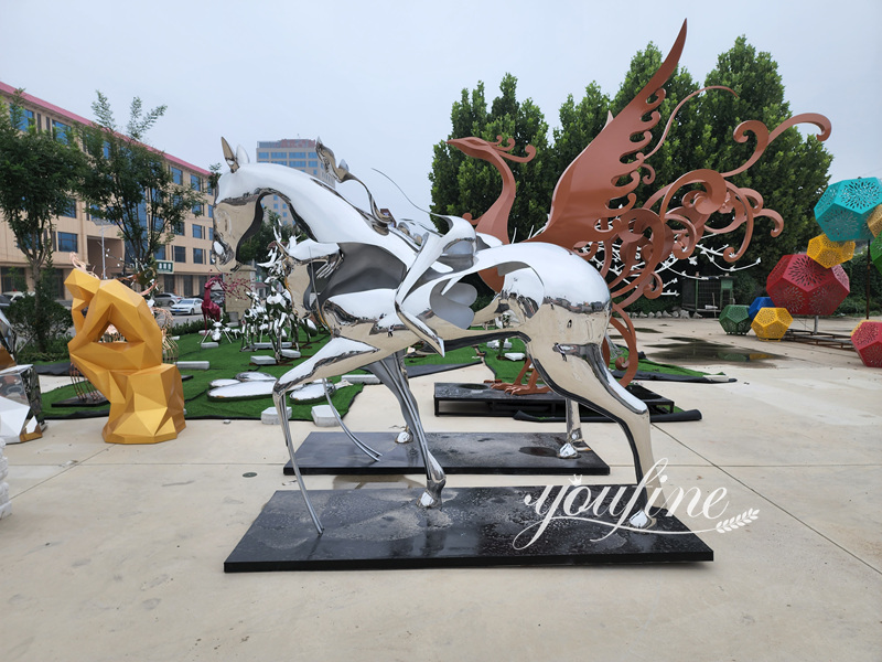 stainless steel horse sculpture