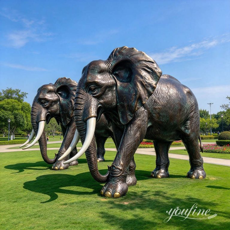 Giant Bronze Elephant Statue with Trunk Down BOKK-948