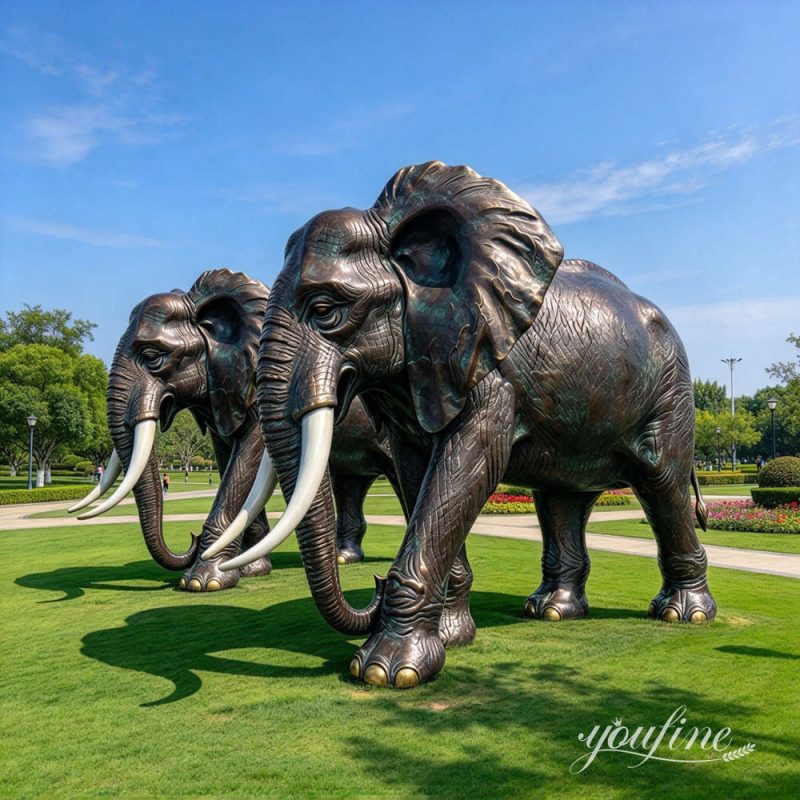 Giant Bronze Elephant Statue with Trunk Down BOKK-948
