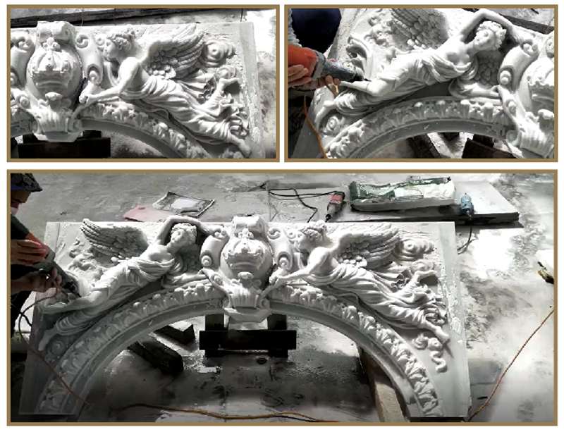 marble tile fireplace surround carving process