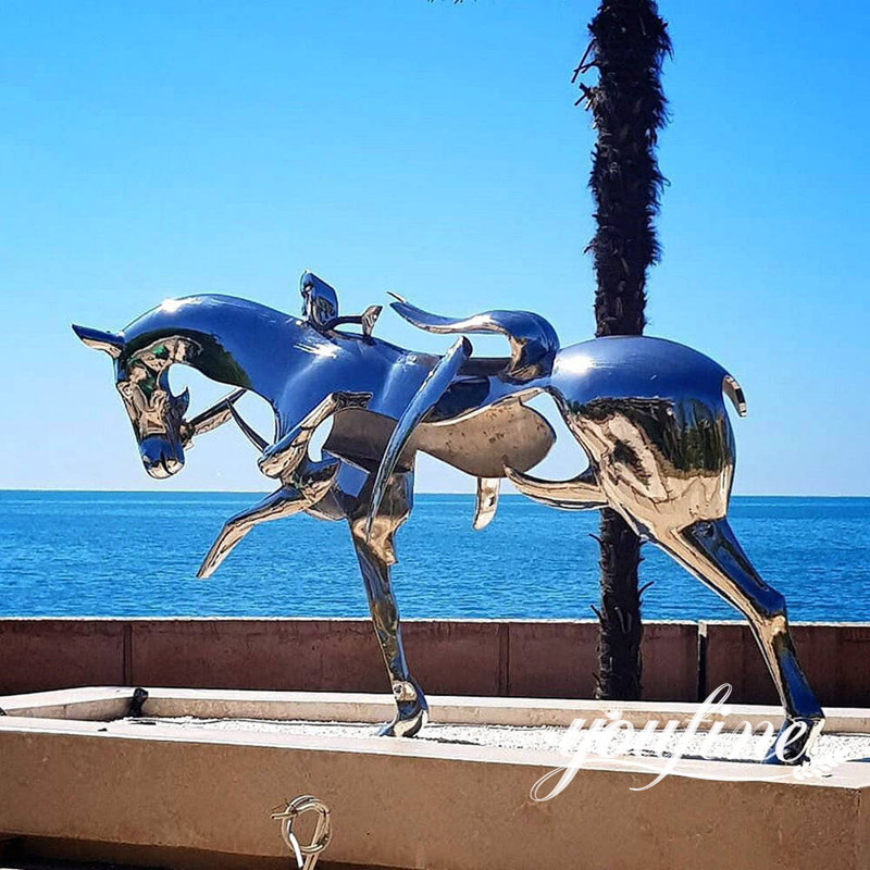 Abstract Modern Horse Metal Horseman Sculpture for Hotel Villa Decor CSS-263