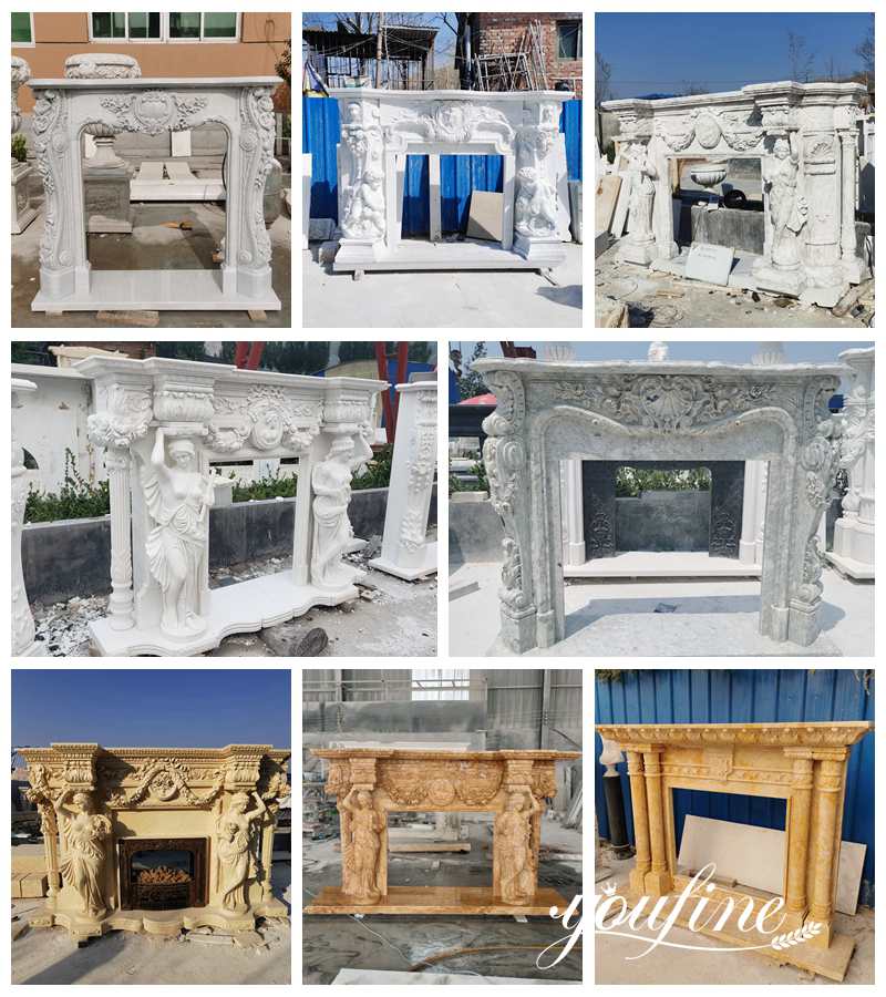 white marble fireplace surround