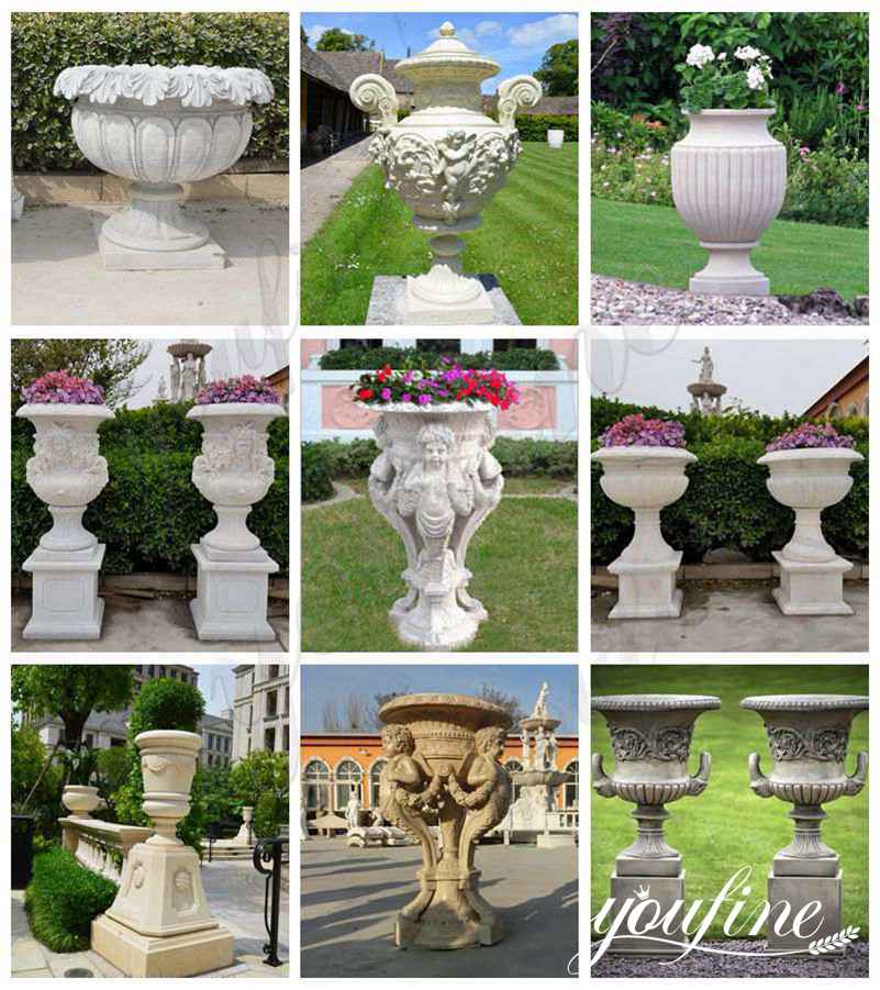 Beige Outdoor Garden Marble Planters for Villa Park Decor for Sale