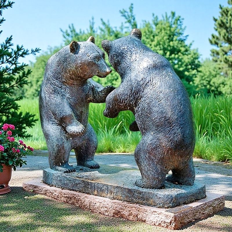 cute Bronze Dancing Bear Statue