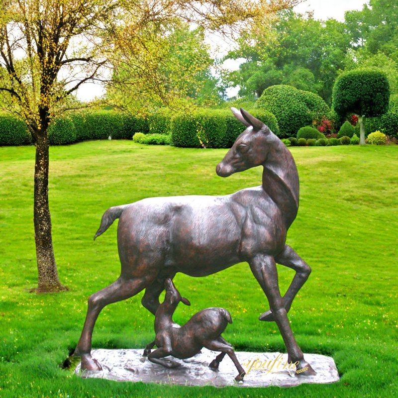 Bronze Fawn Garden Statue