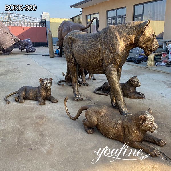 Bronze Lion Family Statue Outdoor Zoo Garden Decor for Sale
