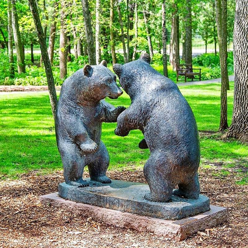 Two Bronze Dancing Bear Statue BOKK-291