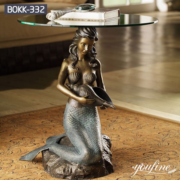 Bronze Mermaid Statue Coffee Table