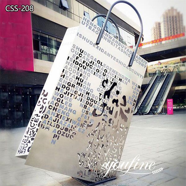 Modern Shopping Bag Metal Sculptures Modern Shopping Mall Decor for Sale