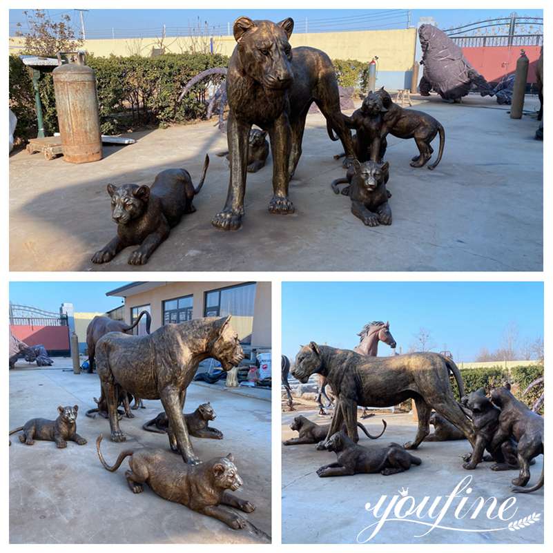 Outdoor Bronze Lion Family Statues for Zoo Garden