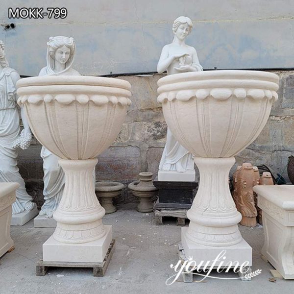 Beige Outdoor Garden Marble Planters for Villa Park Decor for Sale MOKK-799