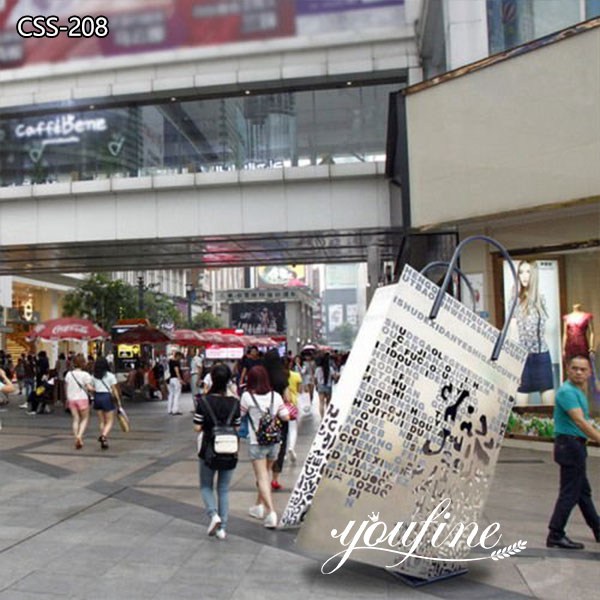 Shopping Bag Metal Sculptures Modern Shopping Mall Decor for Sale