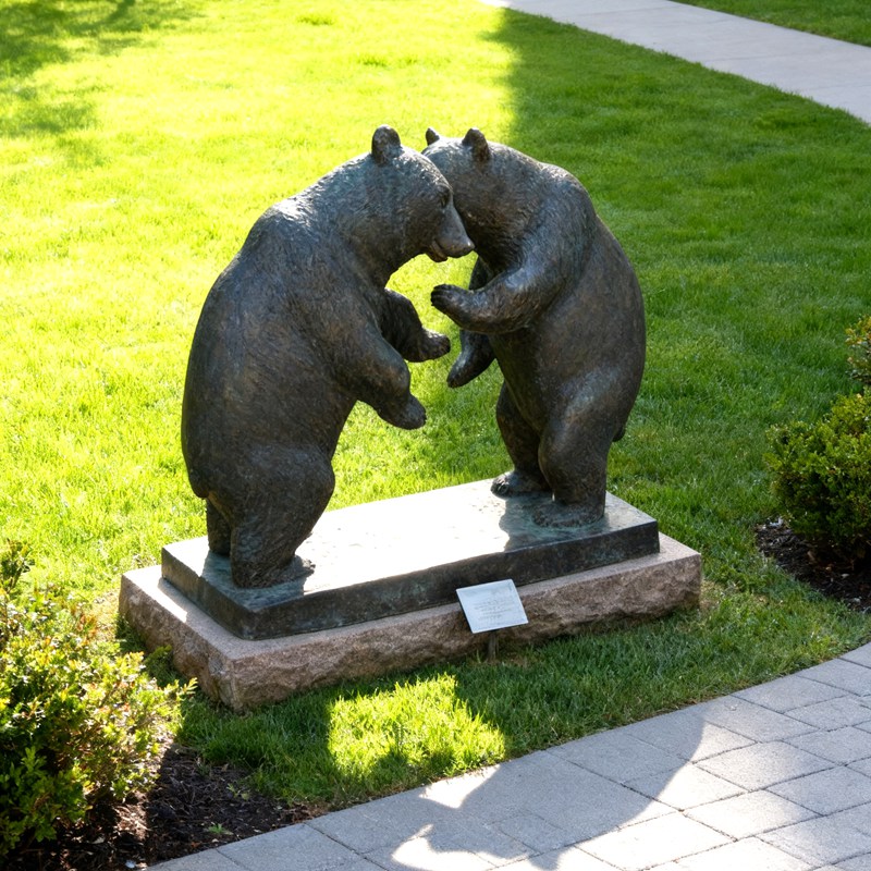 cute Two Dancing Bear Statue