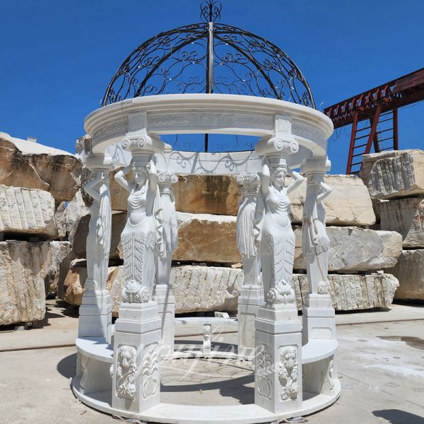 White Marble Pergola with Maidens Gazebo