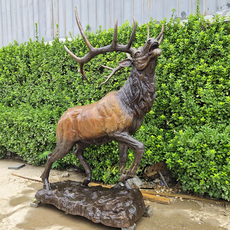 bronze Roaring deer sculpture