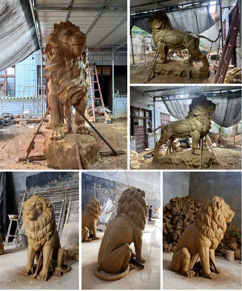 outdoor marble lion statue