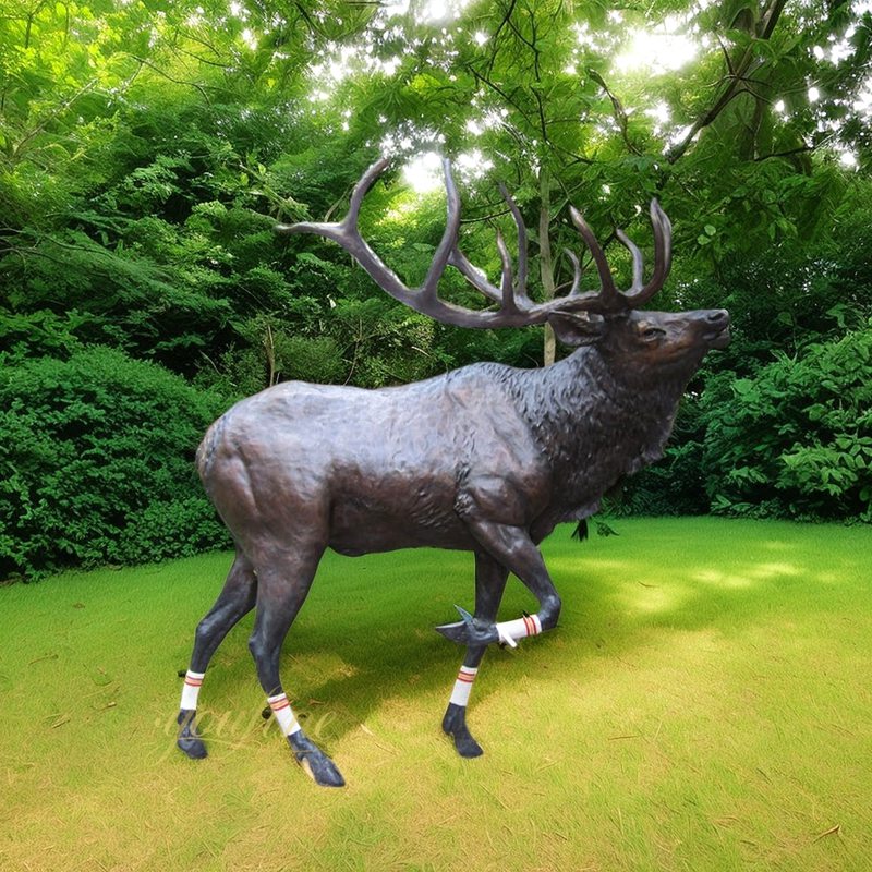 running lifesize metal elk sculpture