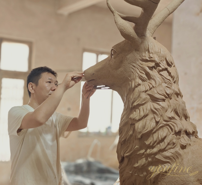 standing deer sculpture clay model