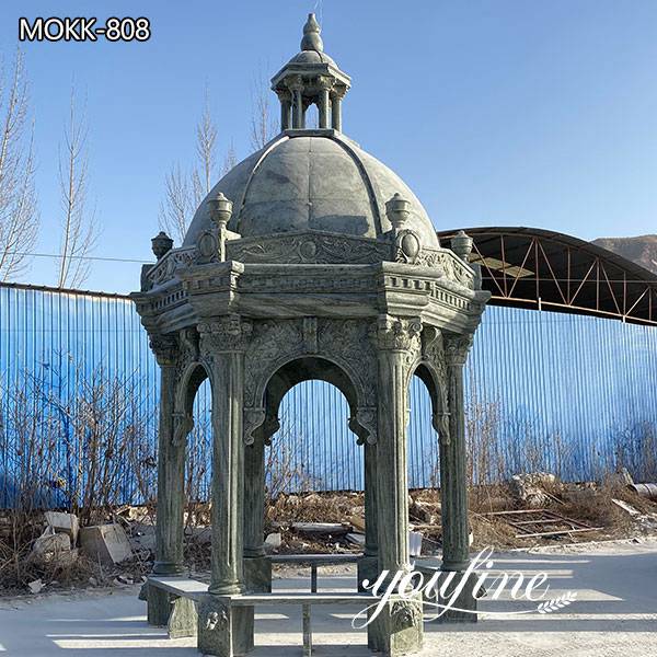 Ancient Large Green Marble Gazebo for Villa Garden Decor for Sale