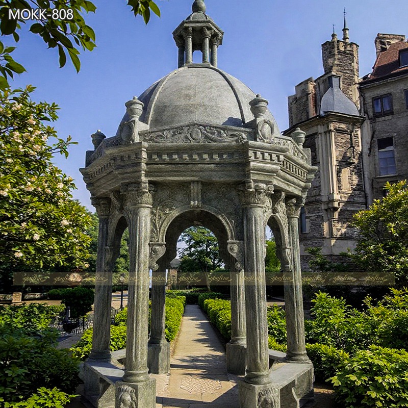 stunning Ancient Large Green Marble Gazebo for Villa Garden