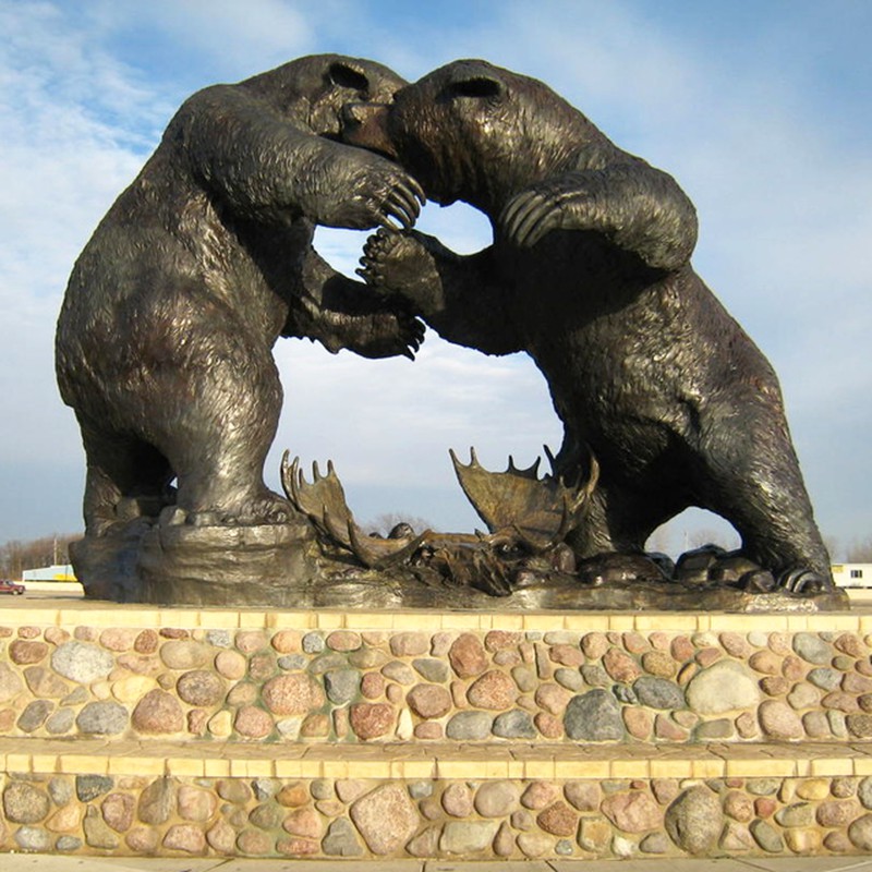 huge Bronze Fighting Bear