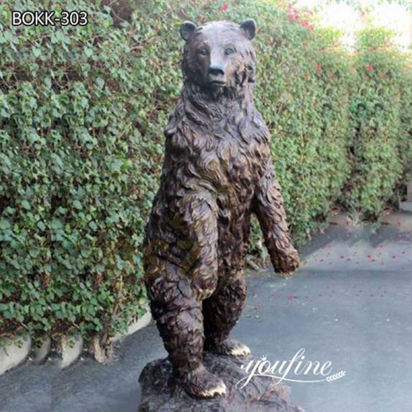 Outdoor Large Standing Bronze Grizzly Bear Statue BOKK-303