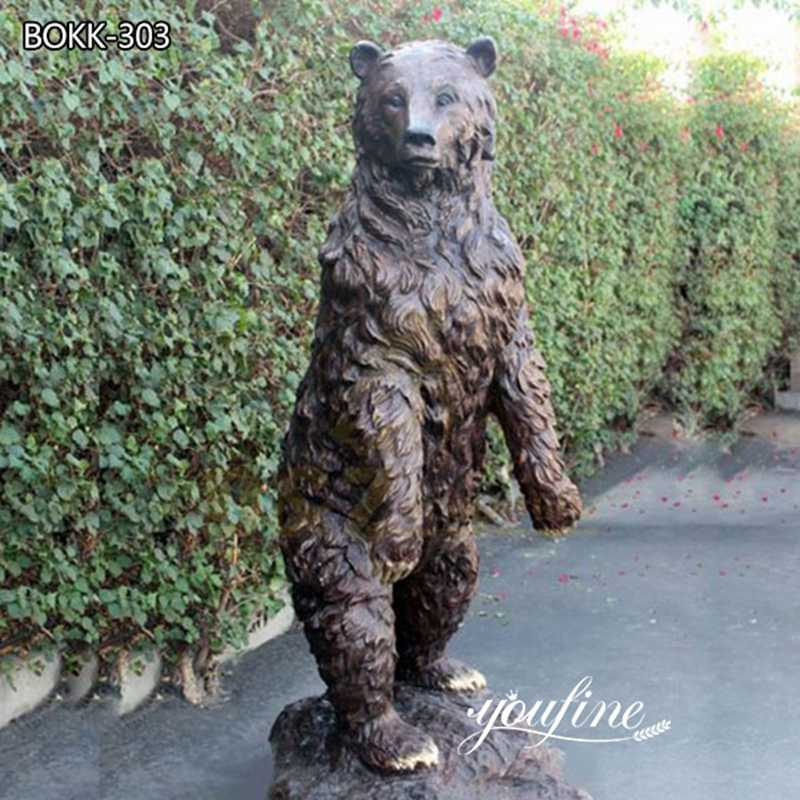 Outdoor Large Standing Bronze Grizzly Bear Statue BOKK-303