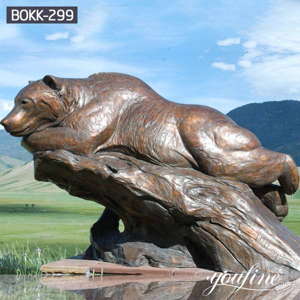 Life Size Bronze Lying Bear Statue Garden for Sale BOKK-299