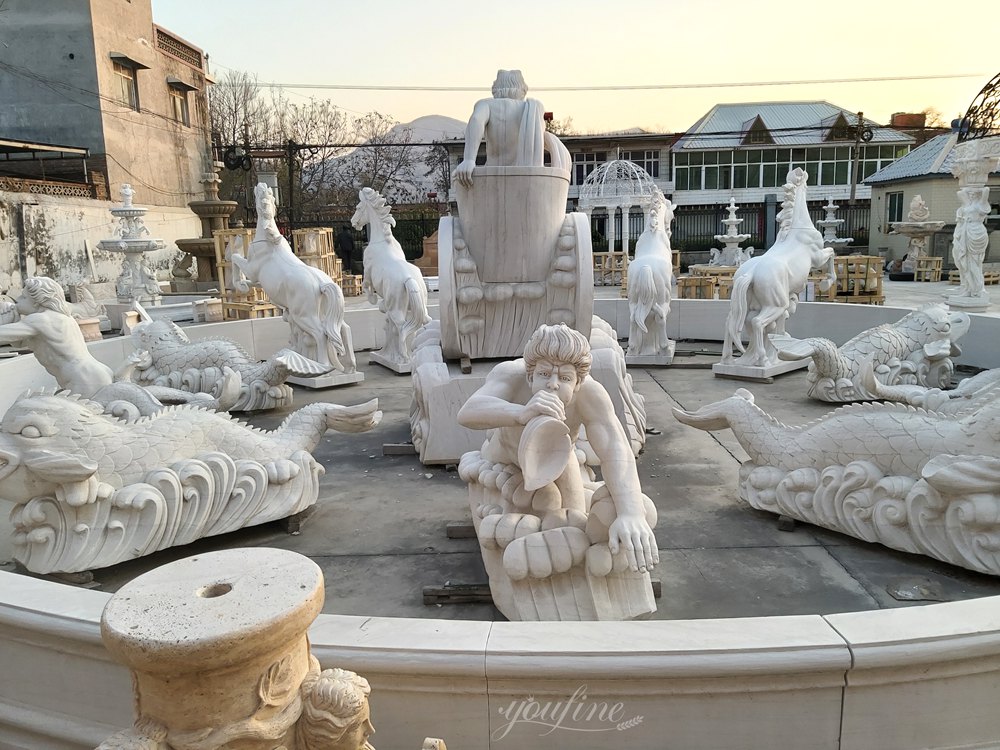 square Large Marble Apollo Fountain Horse Statue