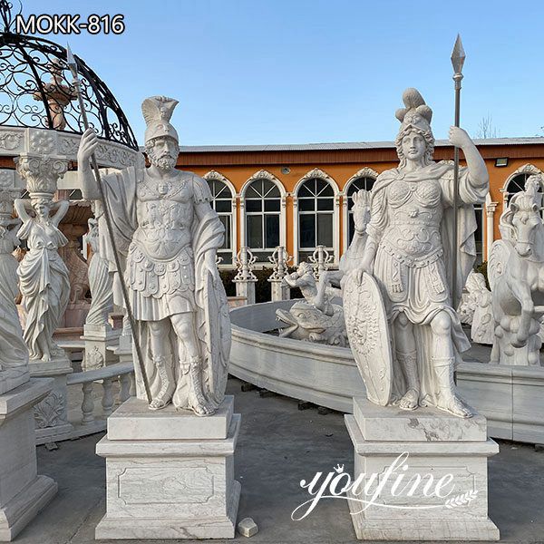 Life Size White Marble Warrior Statue for Estate Castle Decor MOKK-816