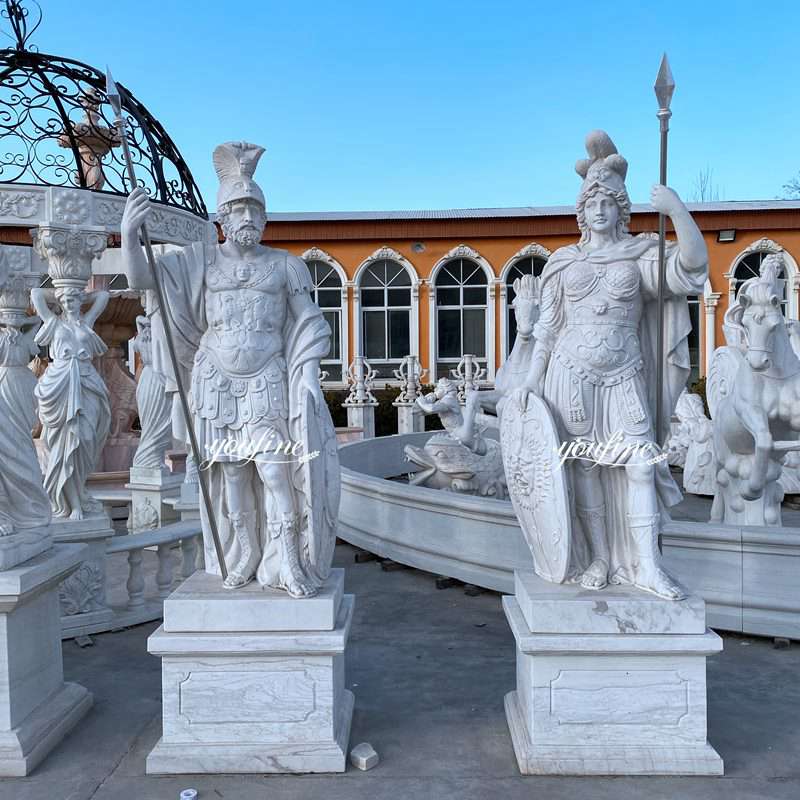 Life Size White Marble Warrior Statue for Estate Castle Decor