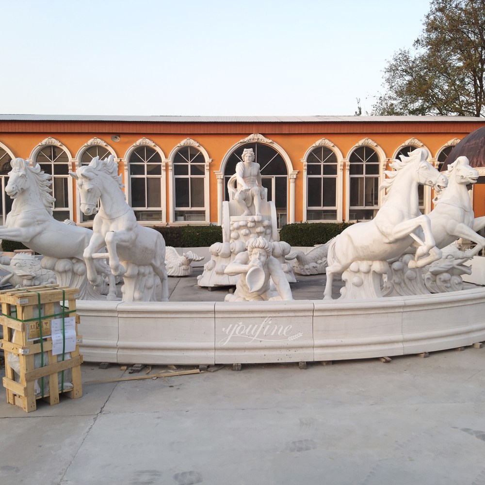 square Marble Apollo Fountain Horse Statue