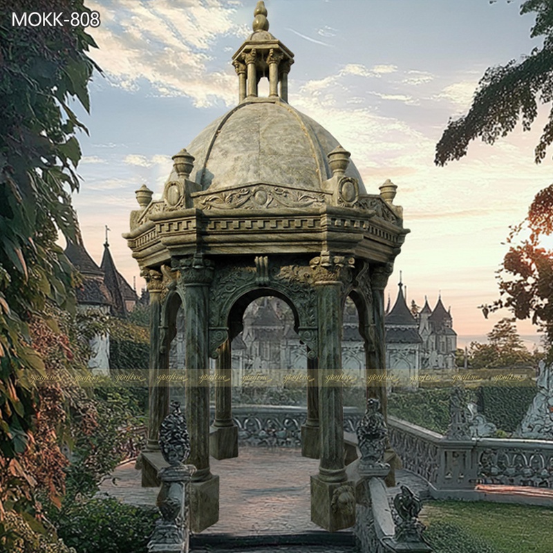 large Natural marble green gazebo for the castle garden