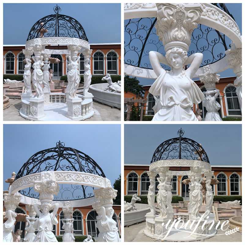 Outdoor Garden Female Pillars Marble Gazebo