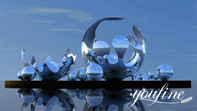 Outdoor Plaza Spherical Mirror Stainless Steel Sculpture for Sale