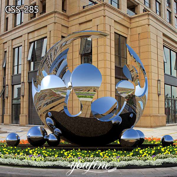 Plaza Spherical Mirror Stainless Steel Sculpture for Sale CSS-285